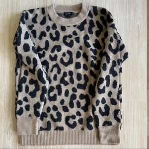 J. Crew Leopard Print Merino/Alpaca Wool Sweater Size S